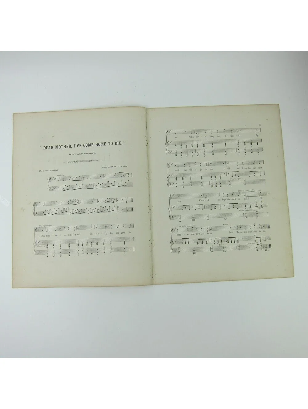 Sheet Music Civil War Dear Mother I've Come Home To Die Tucker Antique 1863